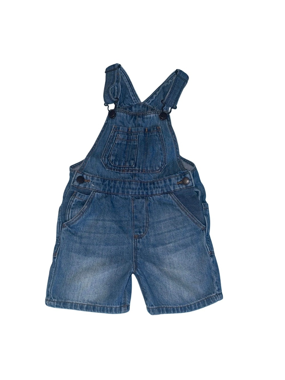 Y2K Zara Denim Short Overalls W Blue Mesh Detail Size 12/18M